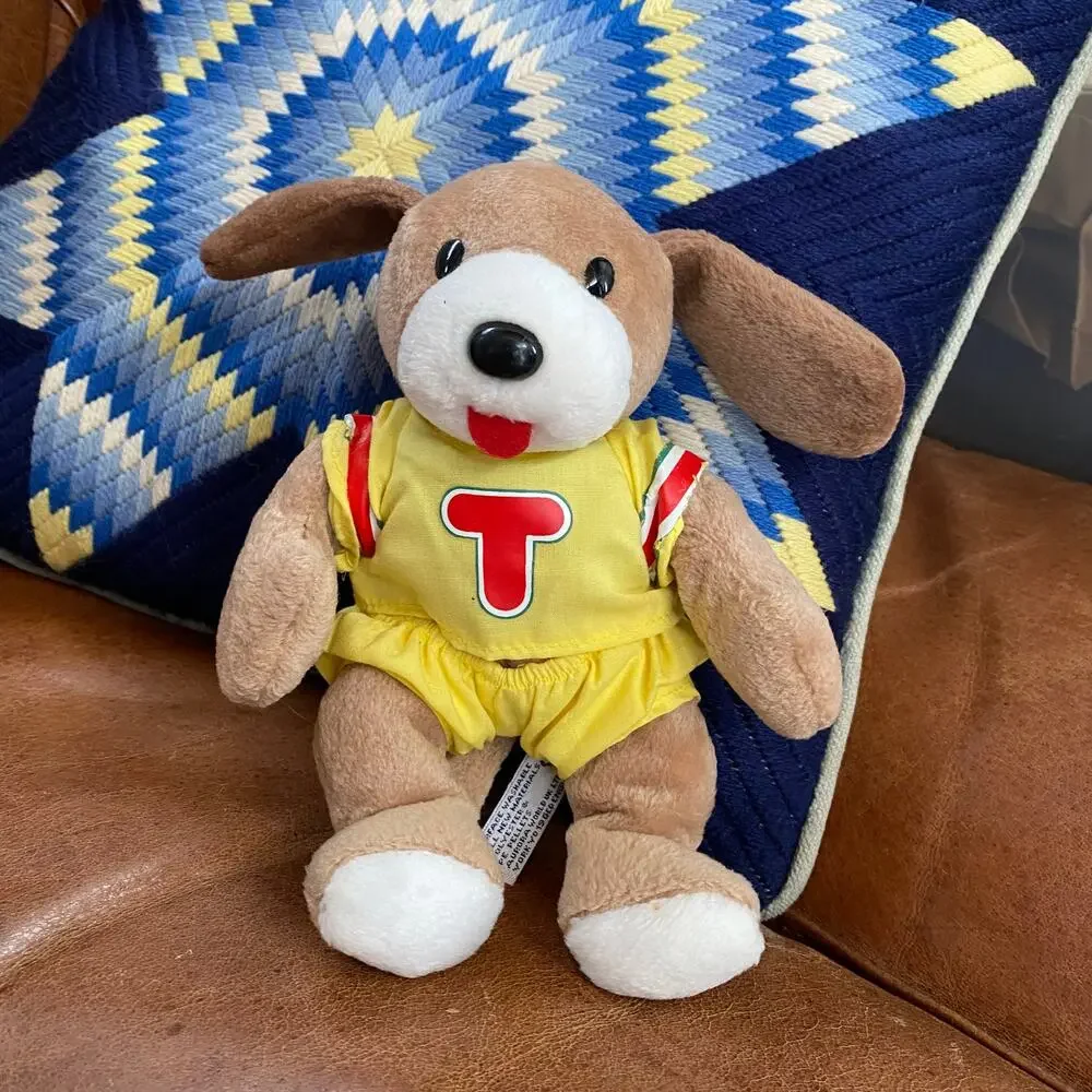 Toymaster Toby by Aurora‎ Plush Puppy Dog in Yellow Outfit, Red T